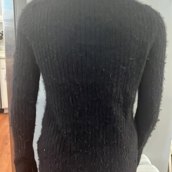 Marc By Marc Jacobs Black Nylon Angora Knit Sweater with Silver Metallic Argyle - Picture 8 of 11